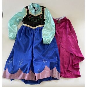 Disney Frozen Anna Deluxe Costume Size 11/12 Girls Dress with Cape Halloween